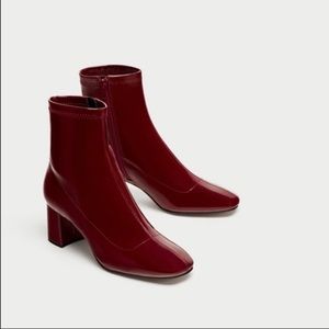 ZARA Burgundy Patent Leather Boots